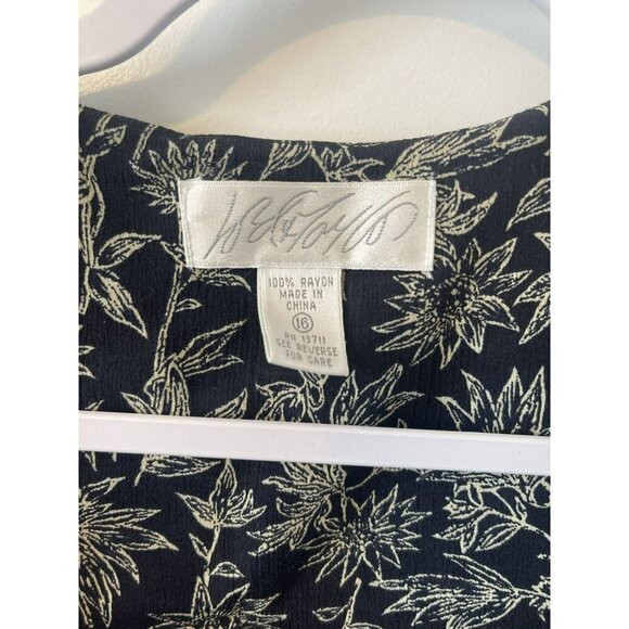 Lord & Taylor Sleeveless top & Pants Set Black Floral L Rayon Button Front Tunic - Picture 5 of 6